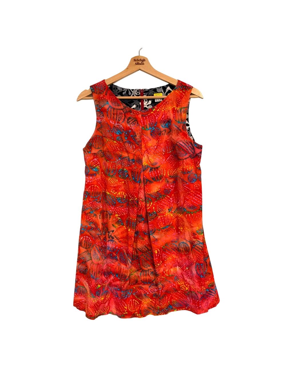 VTG Tracy Feith Raj Collection 70's Style Sheath Dress SZ 2 Orange Aztec Funky